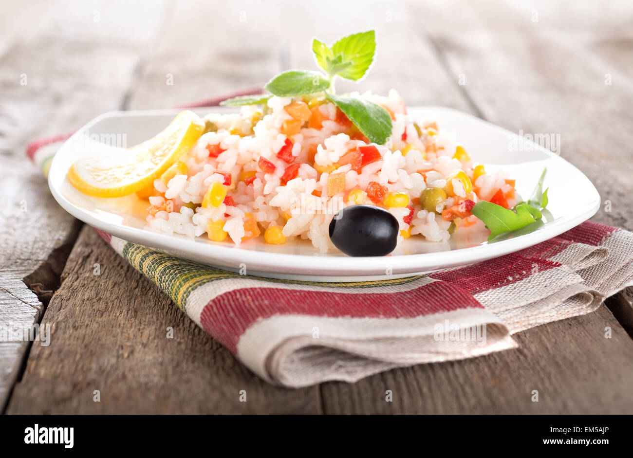 Rice with colorful vegetables Stock Photo - Alamy