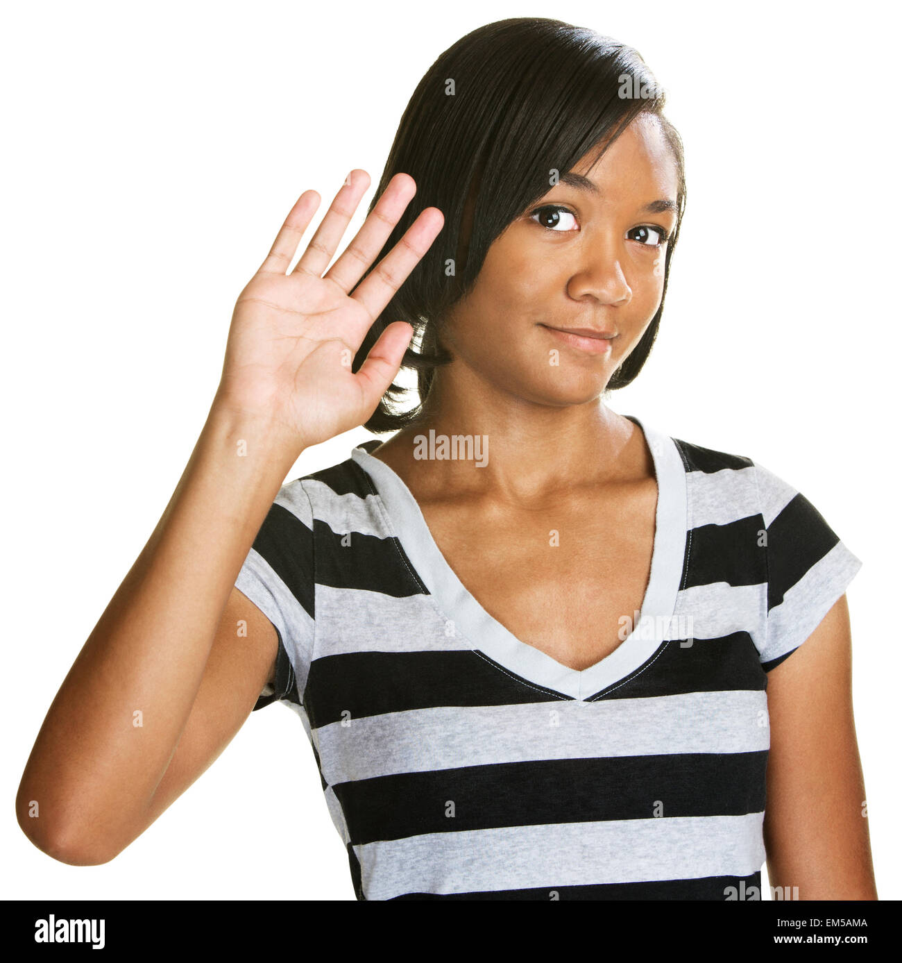 Cute Teen Waving Stock Photo - Alamy