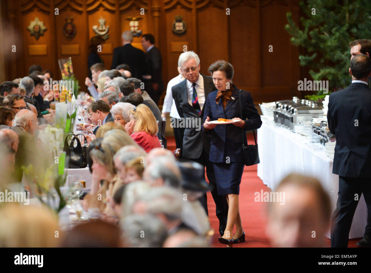 Guildhall, London, UK. 16th April 2015. The Princess Royal, Princess Anne attends the Big Curry Lunch. The Lord Mayor's Big Curry Lunch, in support of ABF The Soldiers Charity. Credit:  Matthew Chattle/Alamy Live News Stock Photo