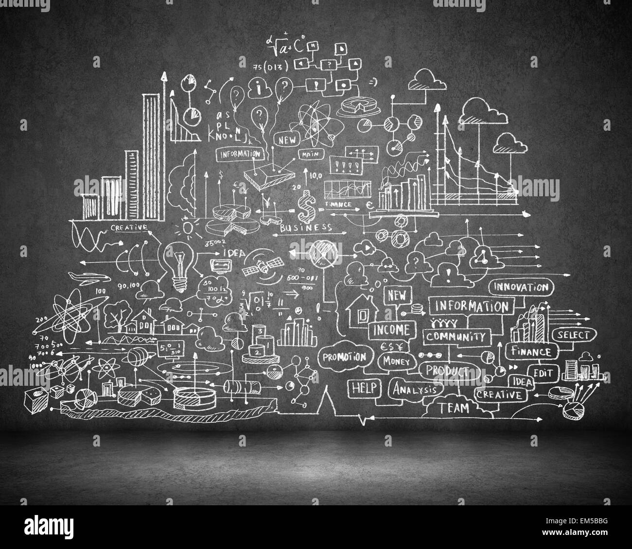 Business sketch on black wall Stock Photo - Alamy