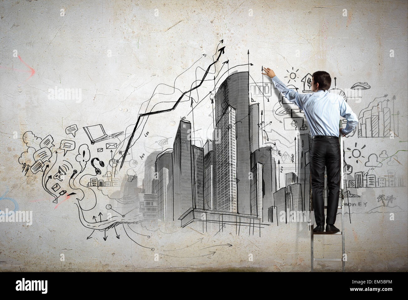 Businessman drawing sketch Stock Photo - Alamy
