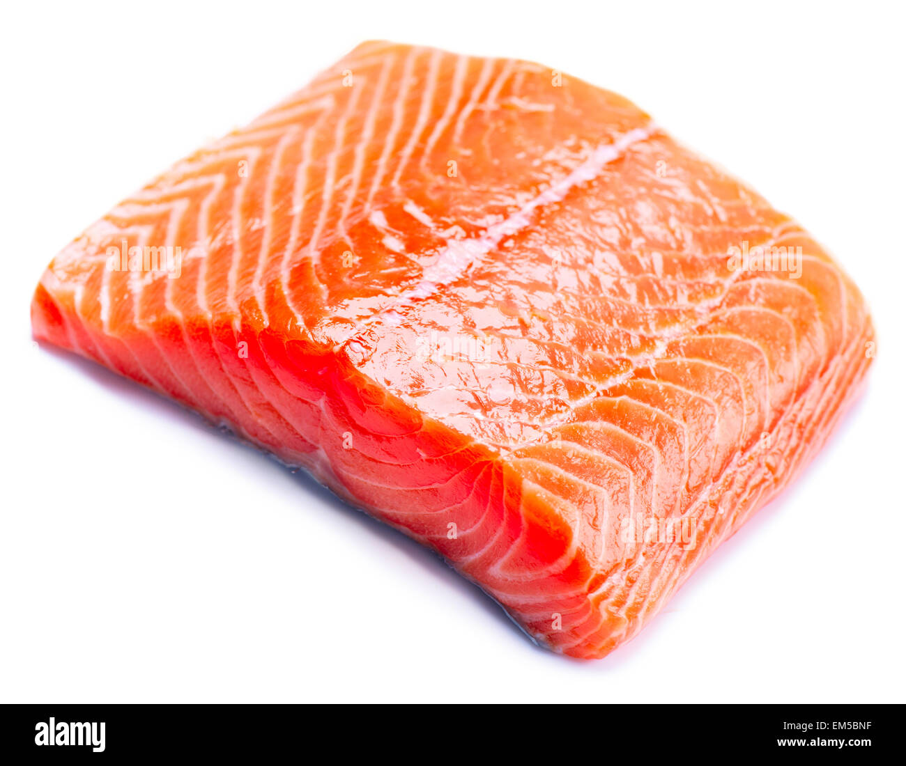 Salmon Raw Fillet. Red Fish isolated on a White Background Stock Photo