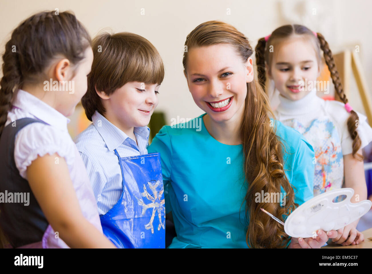 Children drawing and painting Stock Photo - Alamy