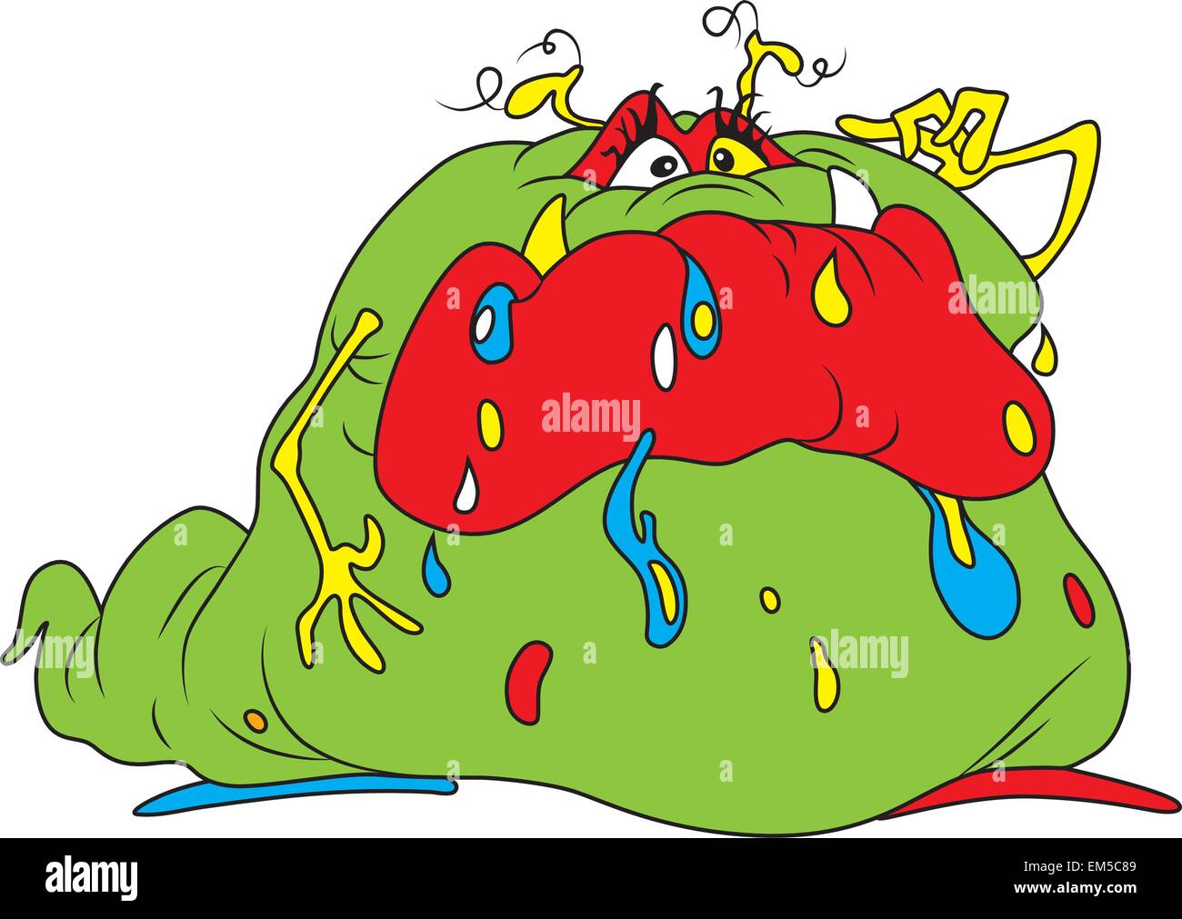 Vector illustration of ugly fat bacteria Stock Vector