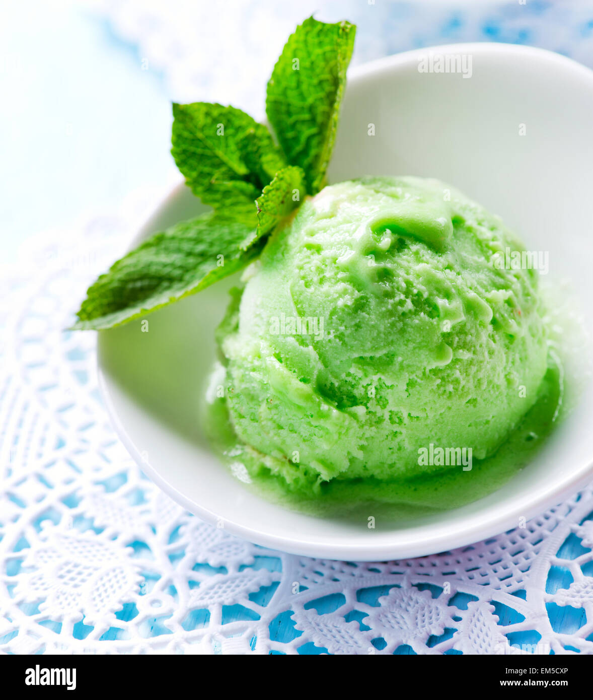 Ice Cream with Kiwi flavor. Fruit Homemade Ice Cream Stock Photo