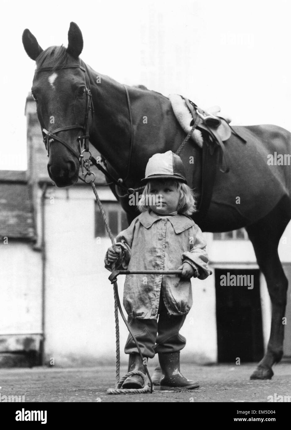 Two year old Rhodrik Blair seen here with racehorse Laughing Boy 1st August 1974 Stock Photo