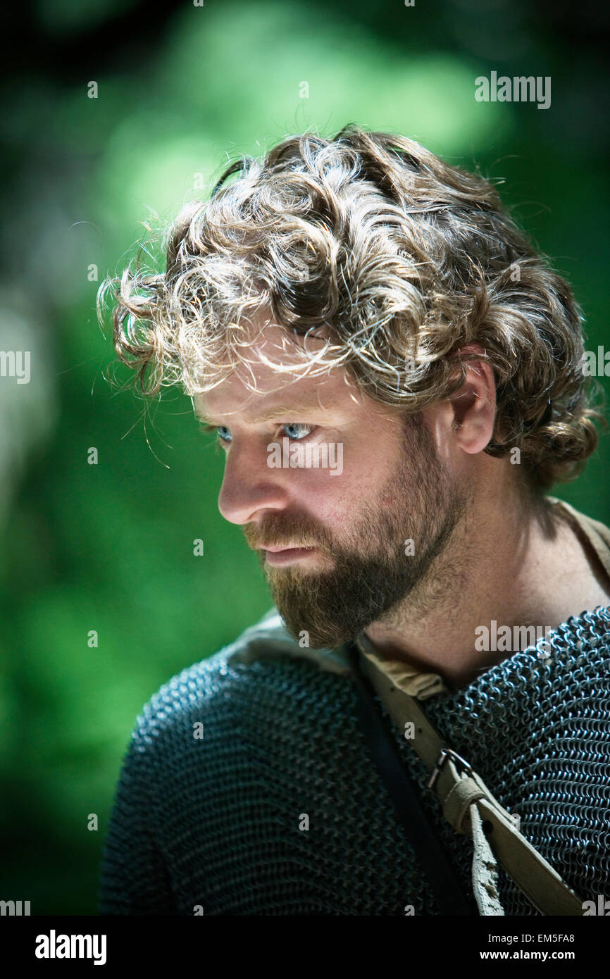 A man in Gladiator clothing. Stock Photo