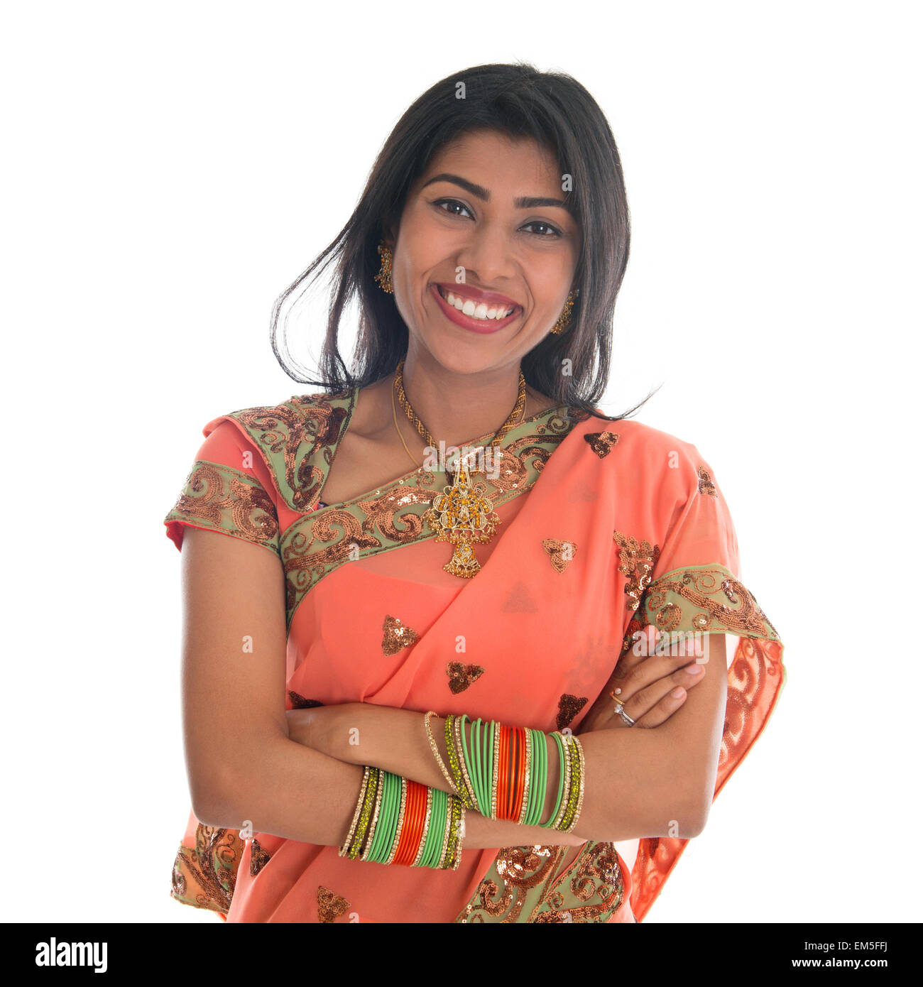 Indian woman in sari dress Stock Photo