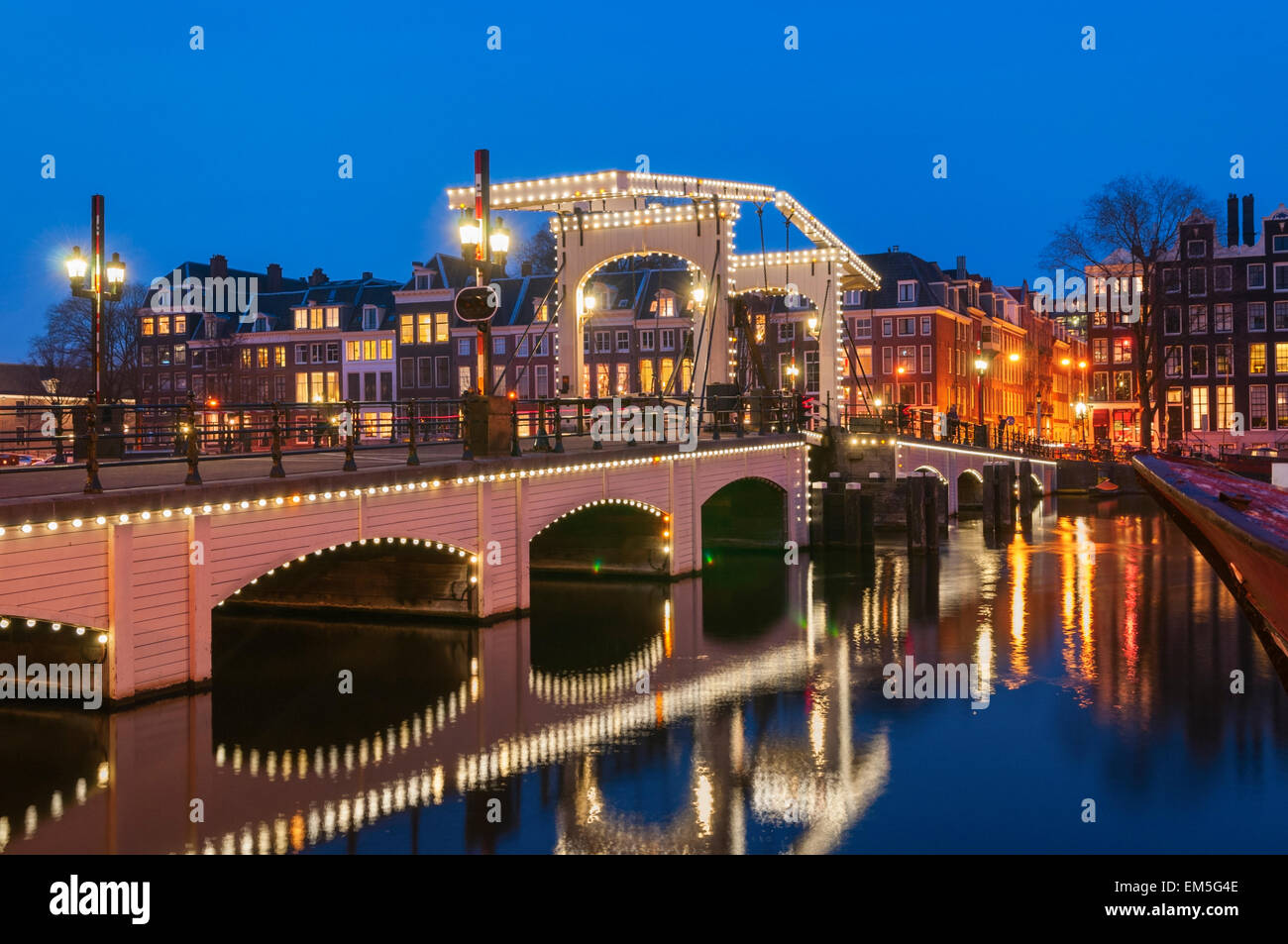 Magere Brug or Skinny Bridge Amsterdam Holland Stock Photo