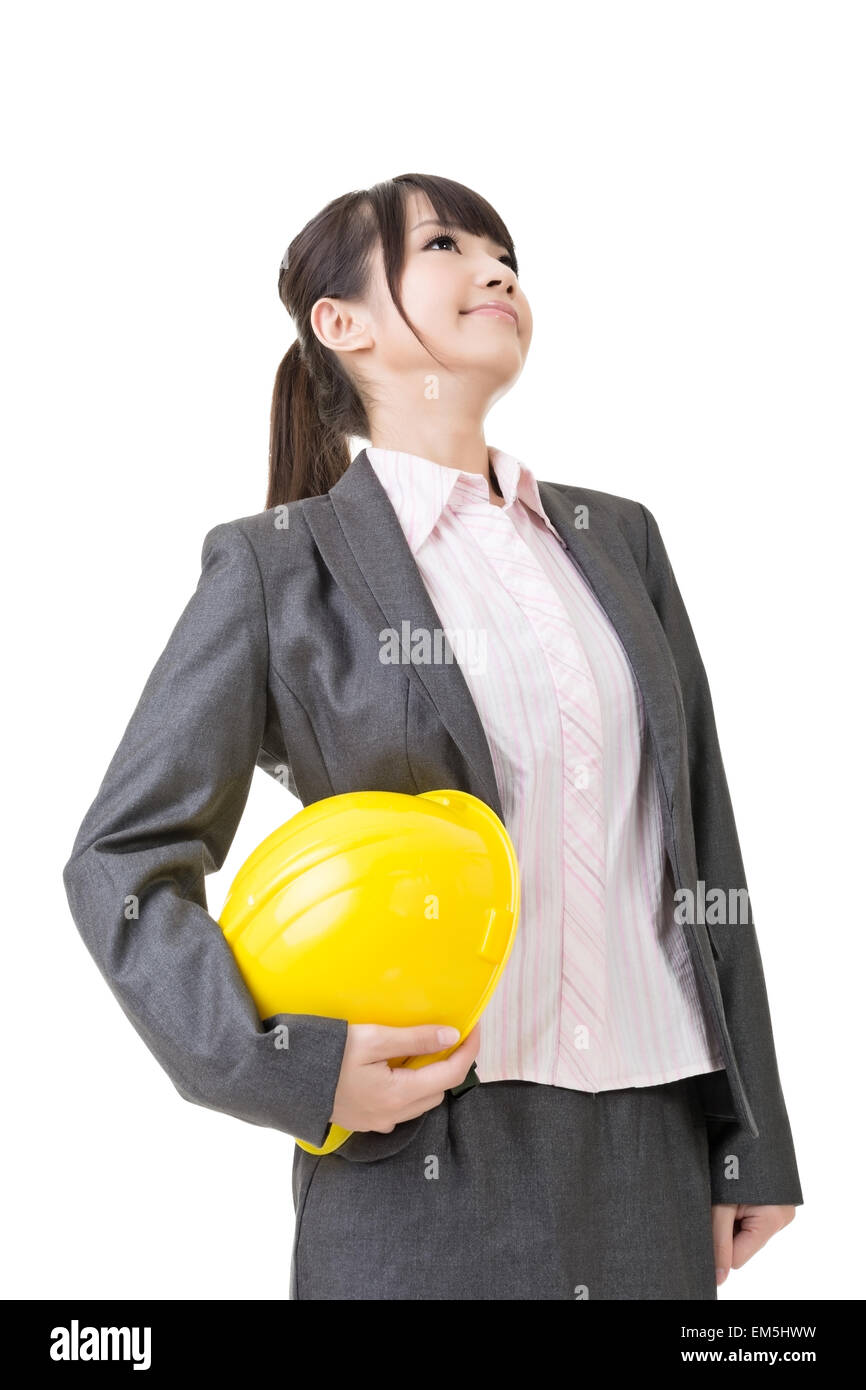 Architect asian business woman looking up Stock Photo - Alamy