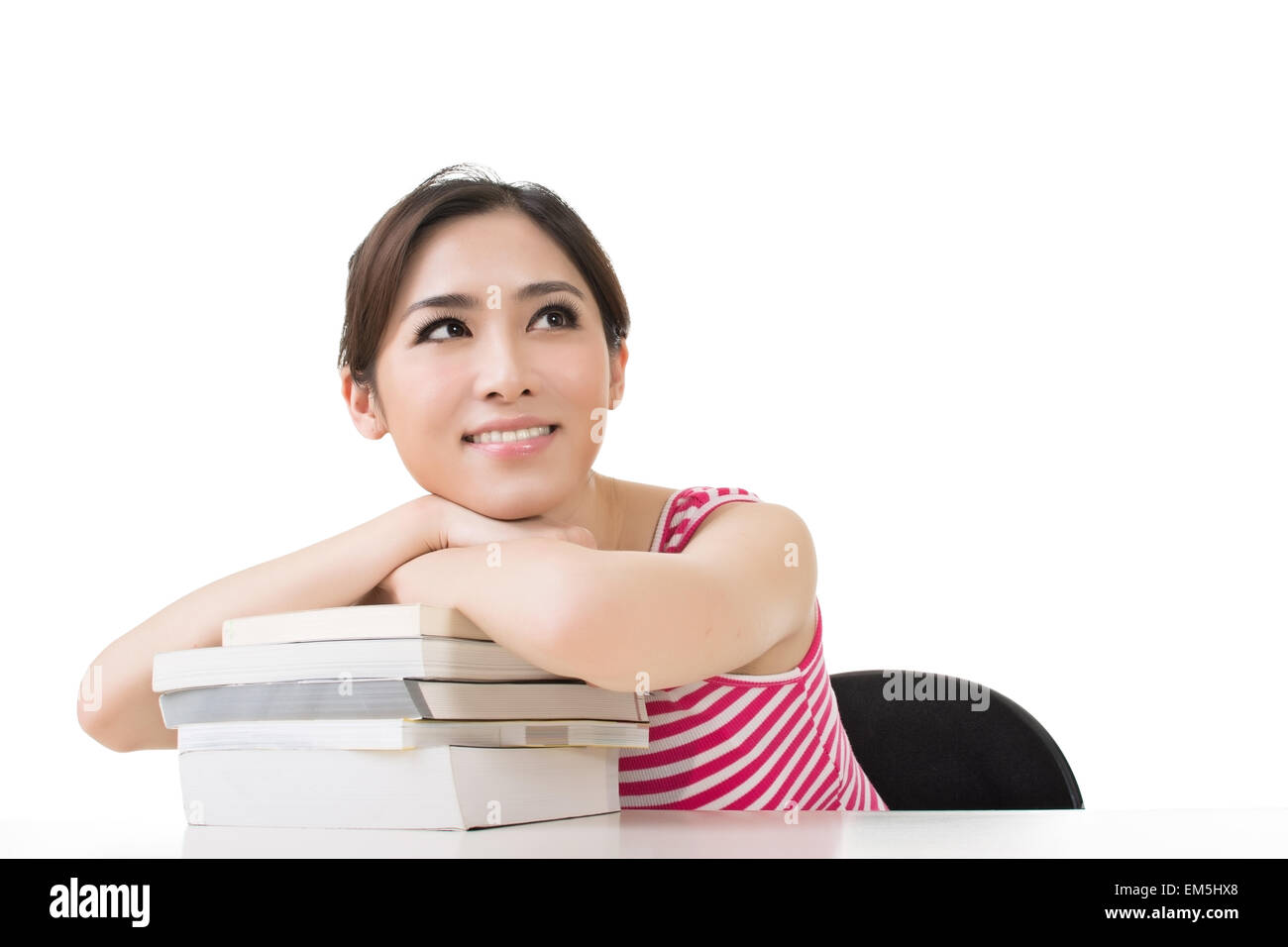 Portrait of beautiful asian student girl with books Stock Photo - Alamy