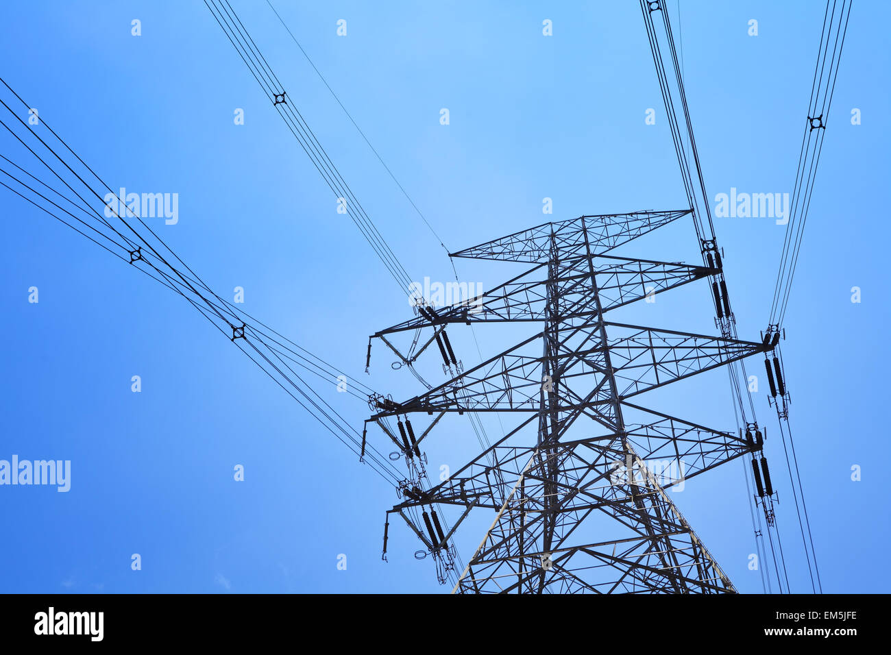 Power tower with blue sky Stock Photo - Alamy