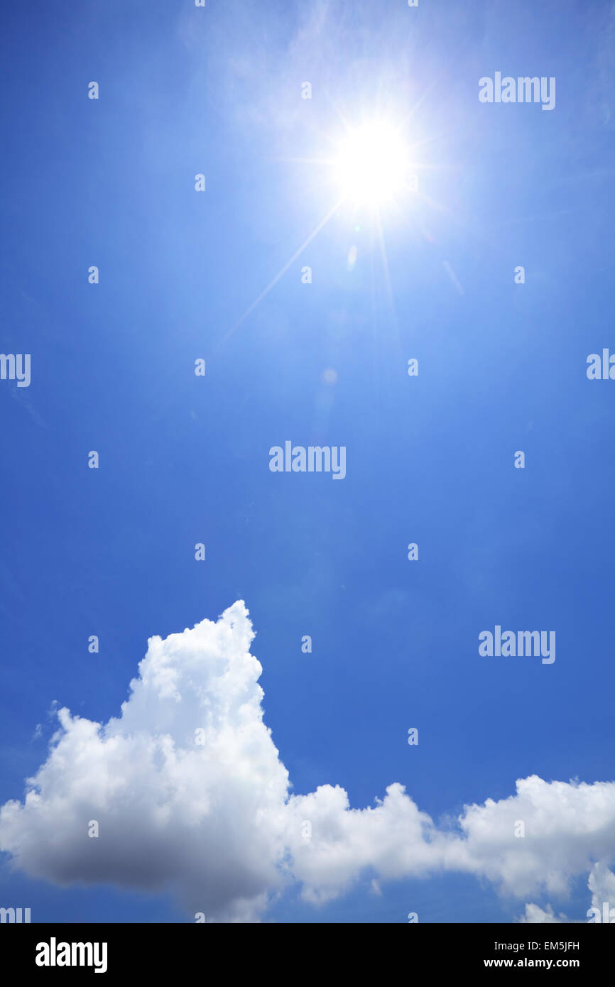 Sun Em Blue sky with clouds and sun Stock Photo - Alamy