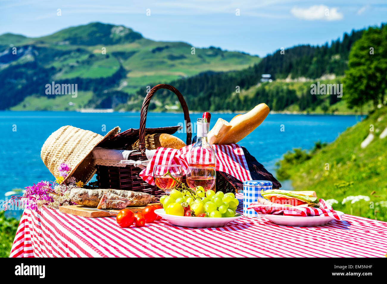 Picnic on grass mountain hi-res stock photography and images - Alamy