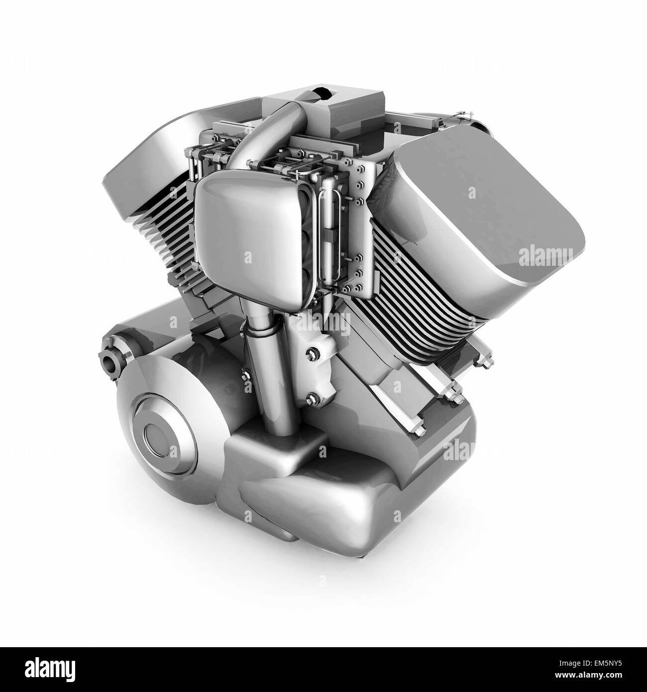 chromed motorcycle engine Stock Photo