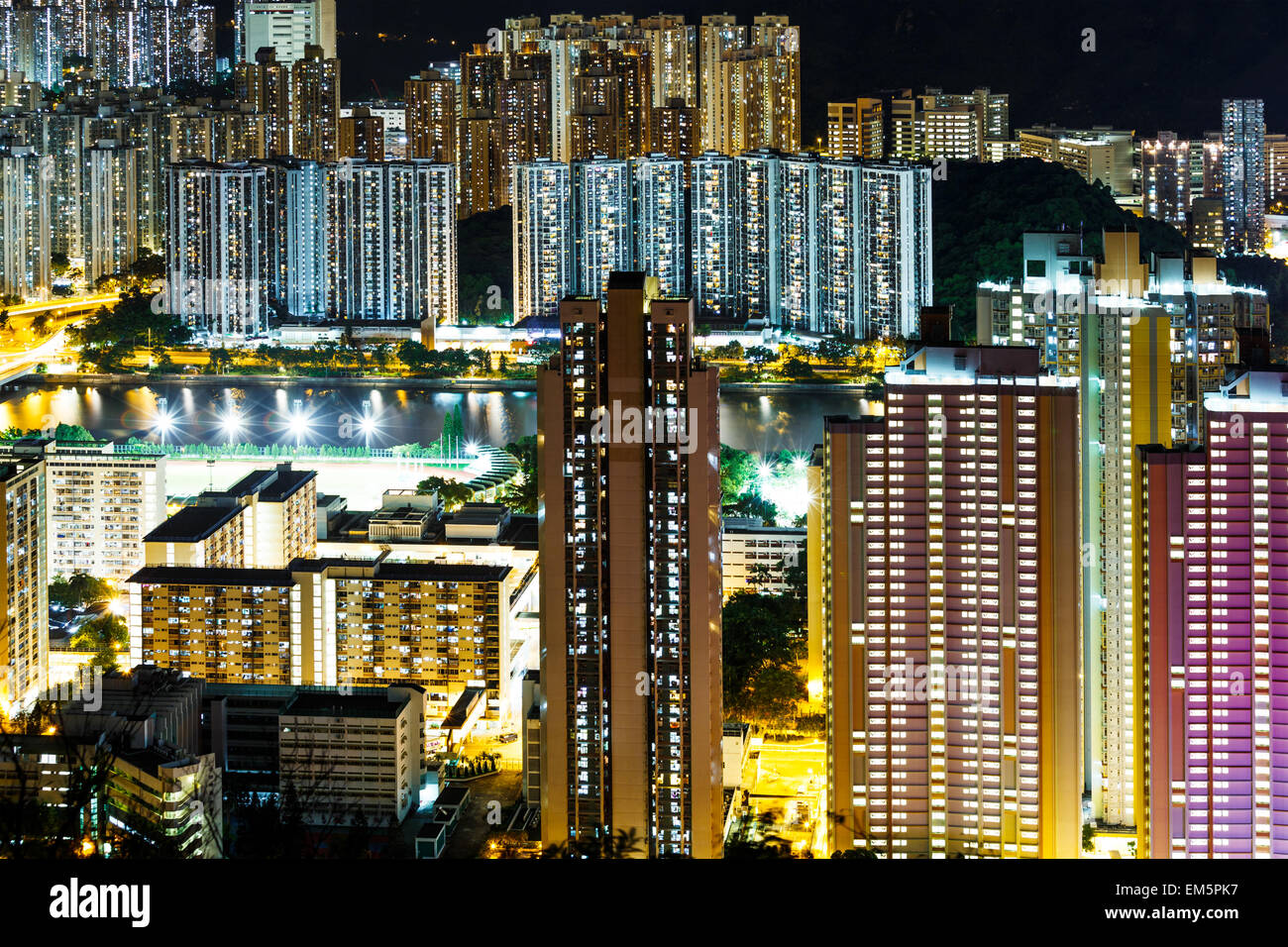 Building in Hong Kong at night Stock Photo - Alamy