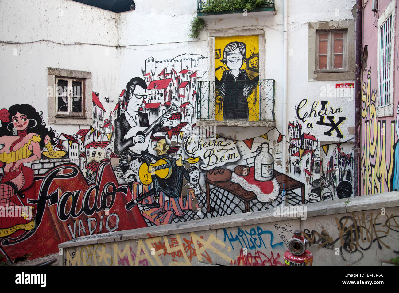 Escadinhas do Sao Cristovao Steps in Historic Quarter of lIsbon - Portugal Stock Photo