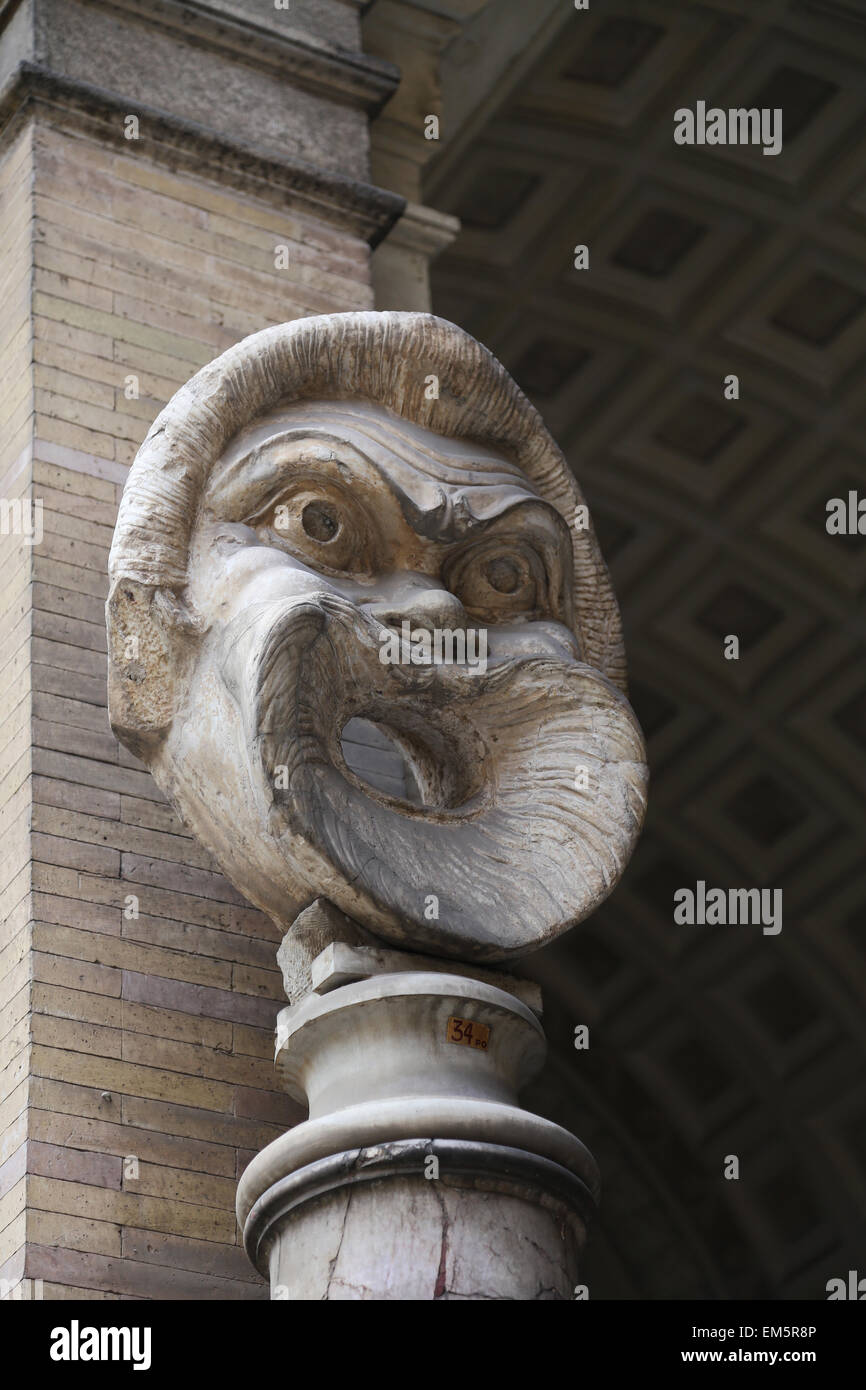 Roman art. Giant mask. Octagonal court. Vatican Museum. Stock Photo