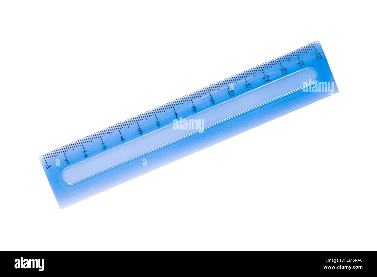 a blue school ruler isolated on white background Stock Photo