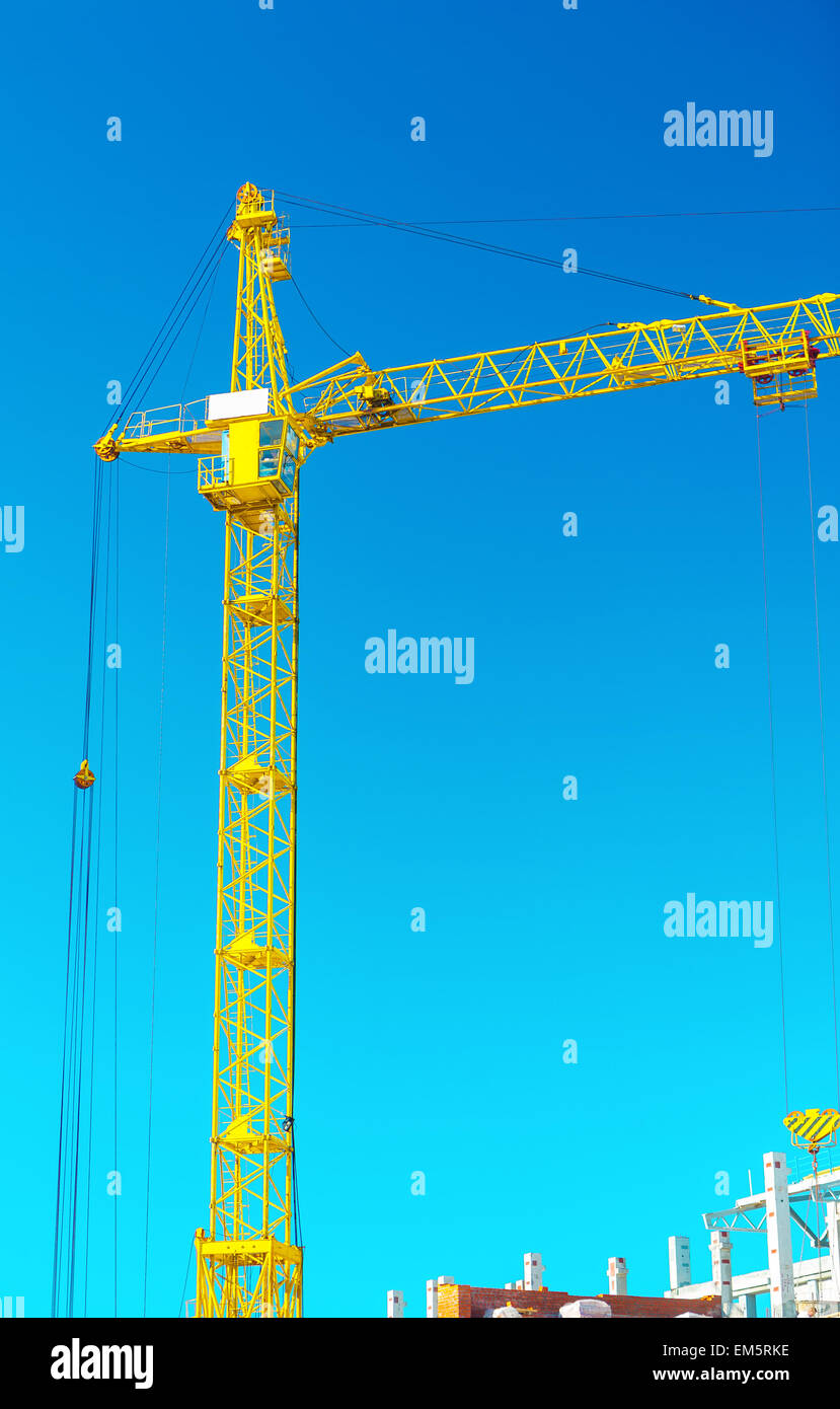 close u[p view on crane in sky Stock Photo