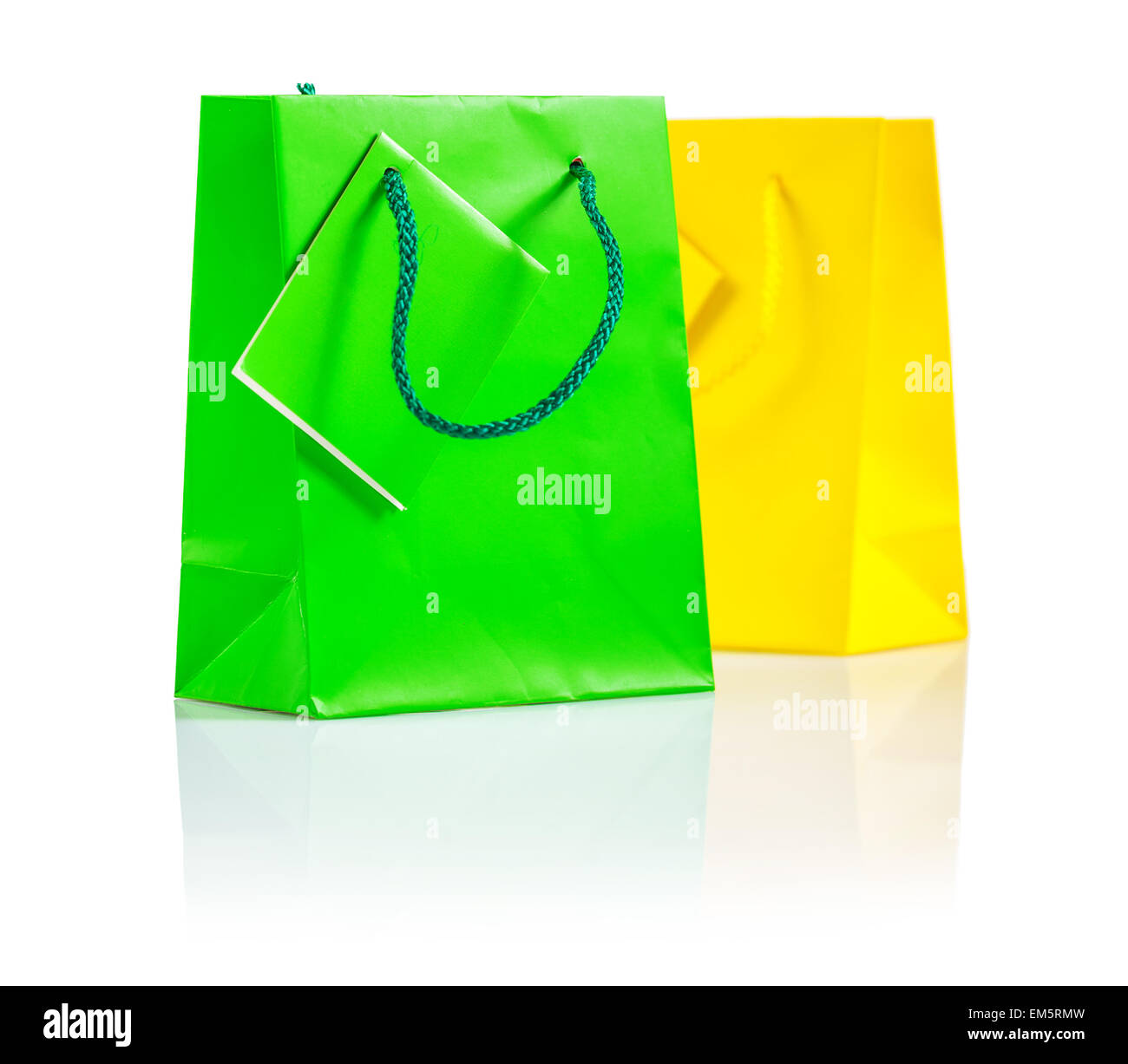 Download Green And Yellow Paper Bags Isolated Stock Photo Alamy PSD Mockup Templates