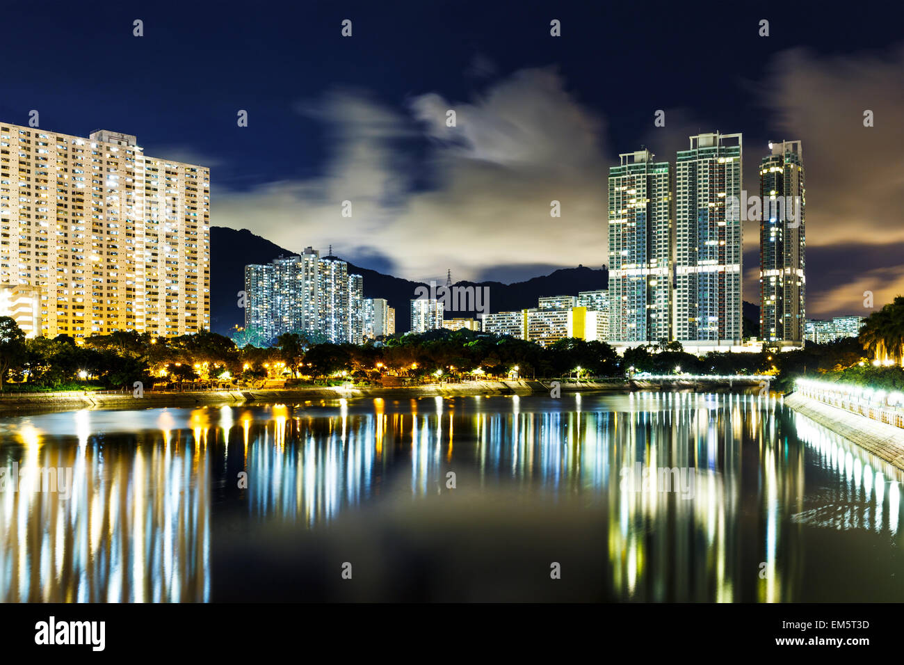 New territories in Hong Kong at night Stock Photo
