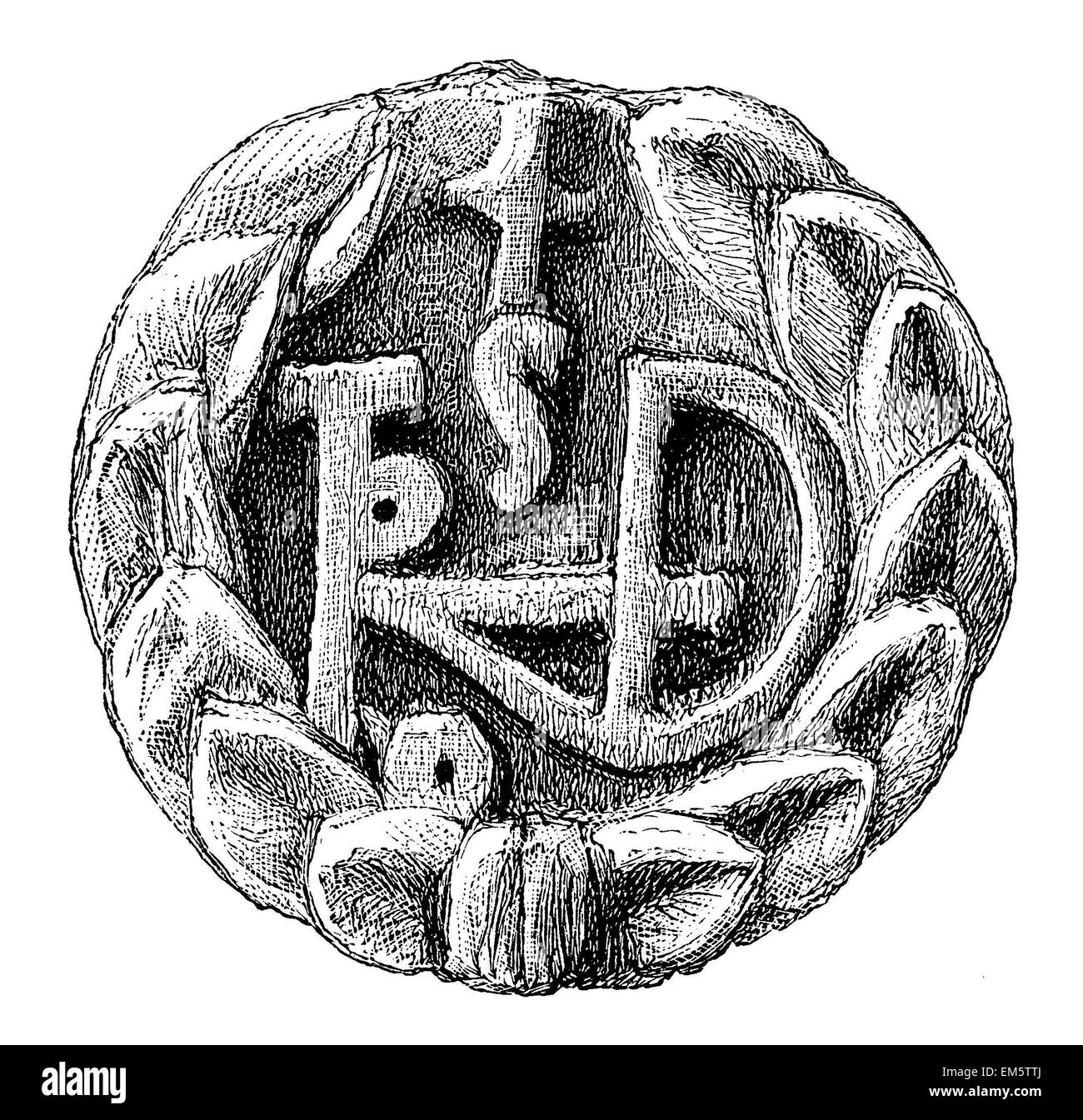 Monogram of Theodoric at a captial of the so-called Hercules basilica at Ravenna Stock Photo