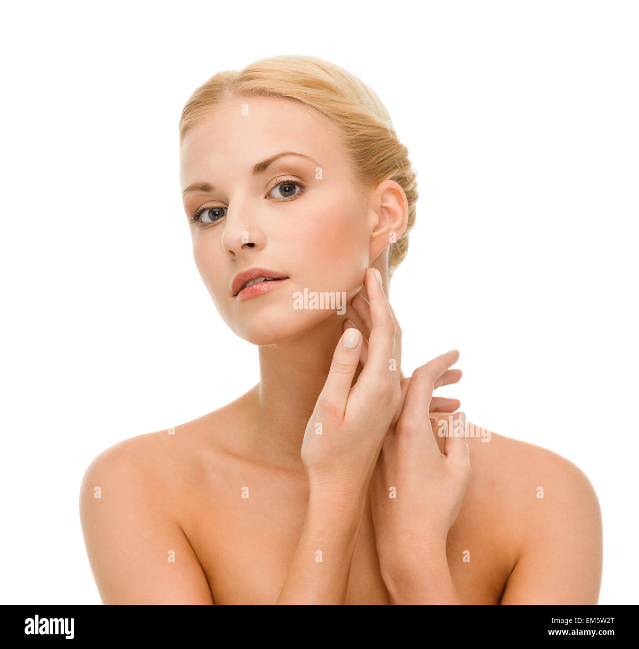 beautiful woman touching her face skin Stock Photo - Alamy