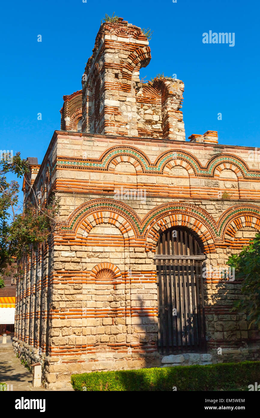 Ruined Church of Christ Pantokrator, in old historical Nesebar town, Bulgaria. Vertical photo Stock Photo