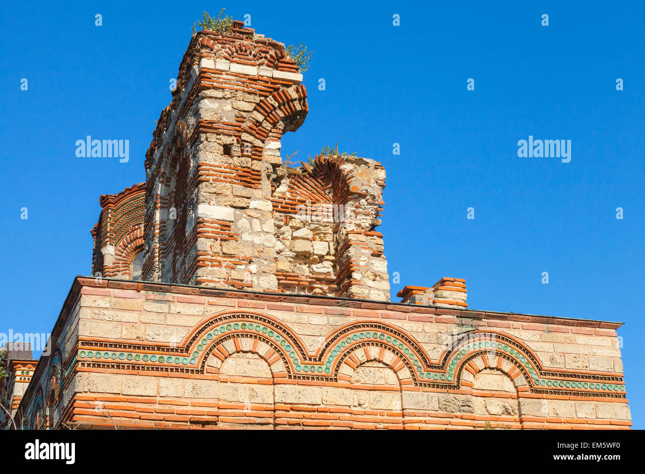 Ruined Church of Christ Pantokrator, in old historical Nesebar town, Bulgaria Stock Photo