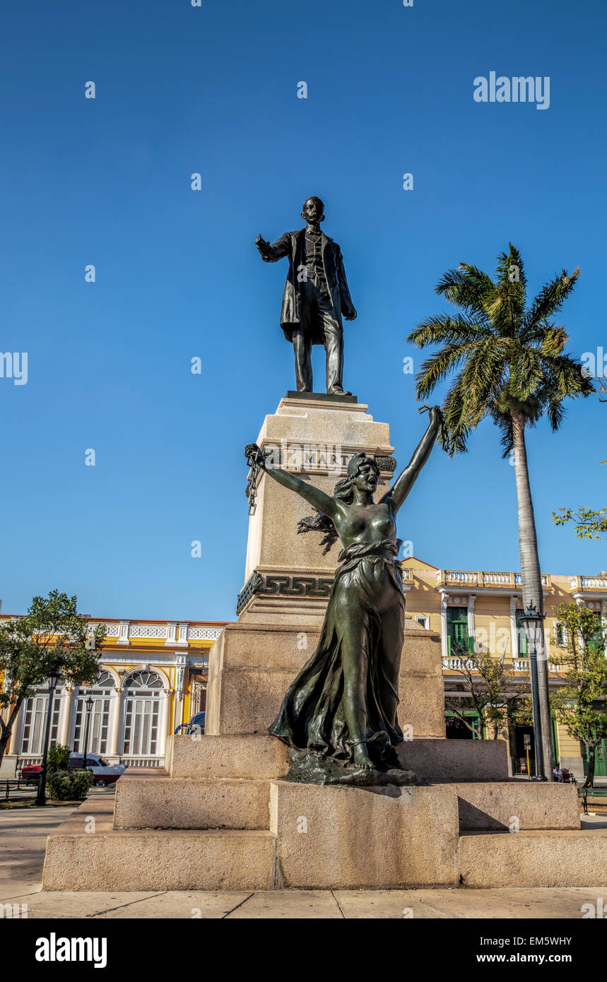 Bronze statue of Jose Marti the Cuban poet in the Parque Libertador in Matanzas in Cuba Stock Photo