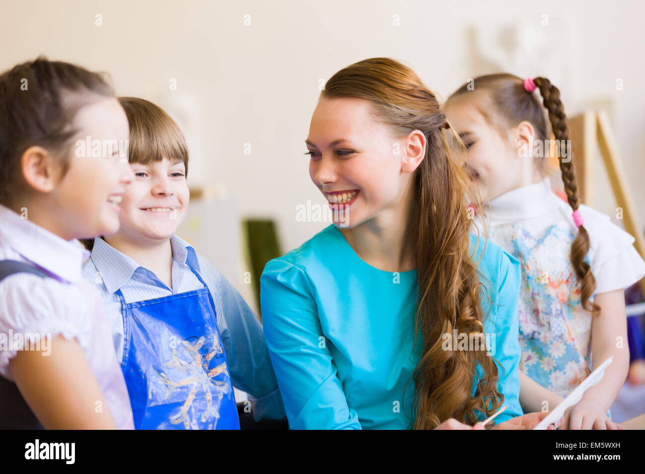 Children drawing and painting Stock Photo - Alamy