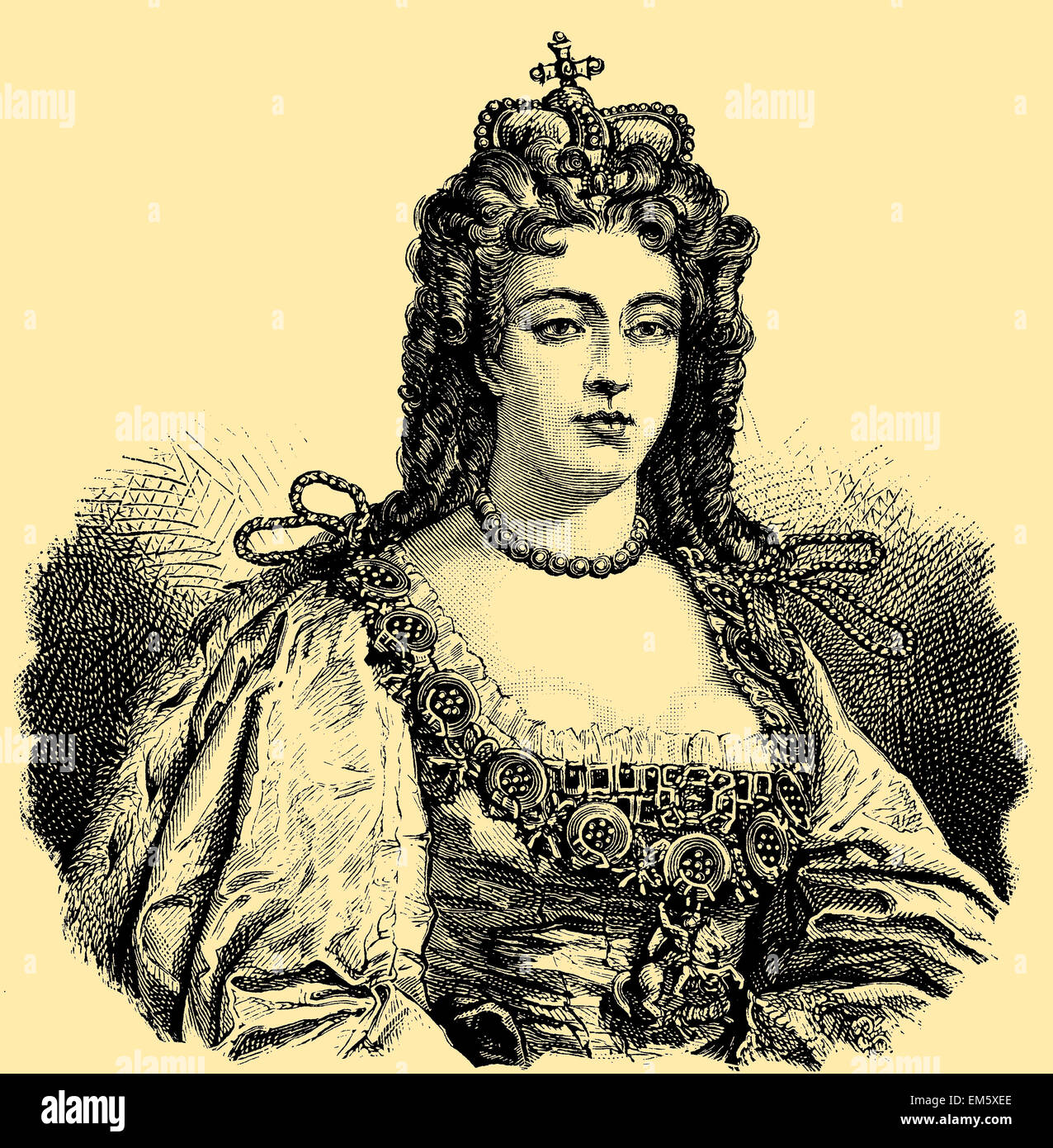 Queen Anne of Great Britain (born February 6,  1665, died August 1, 1714), Queen of England, Scotland and Ireland, after 1707 Queen of Great Britain Stock Photo