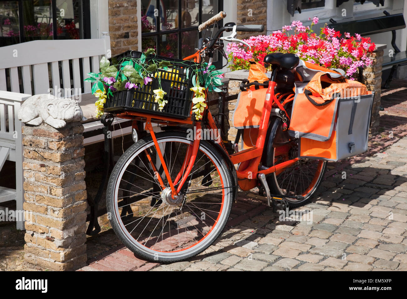 Netherlands, Zealand, Bicycle with attached carrier and basket filled