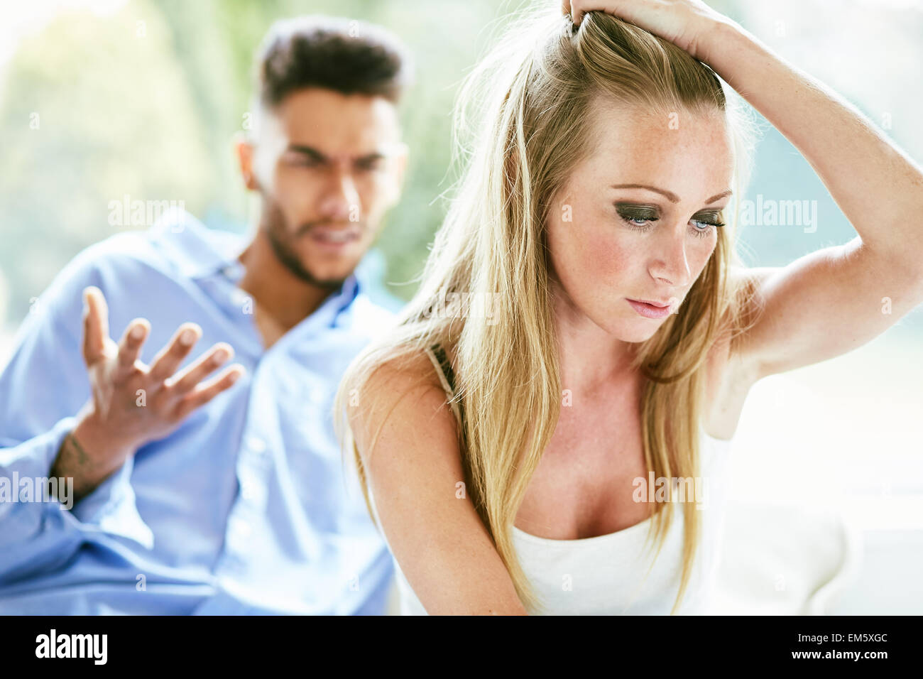 Woman fed up of partner Stock Photo