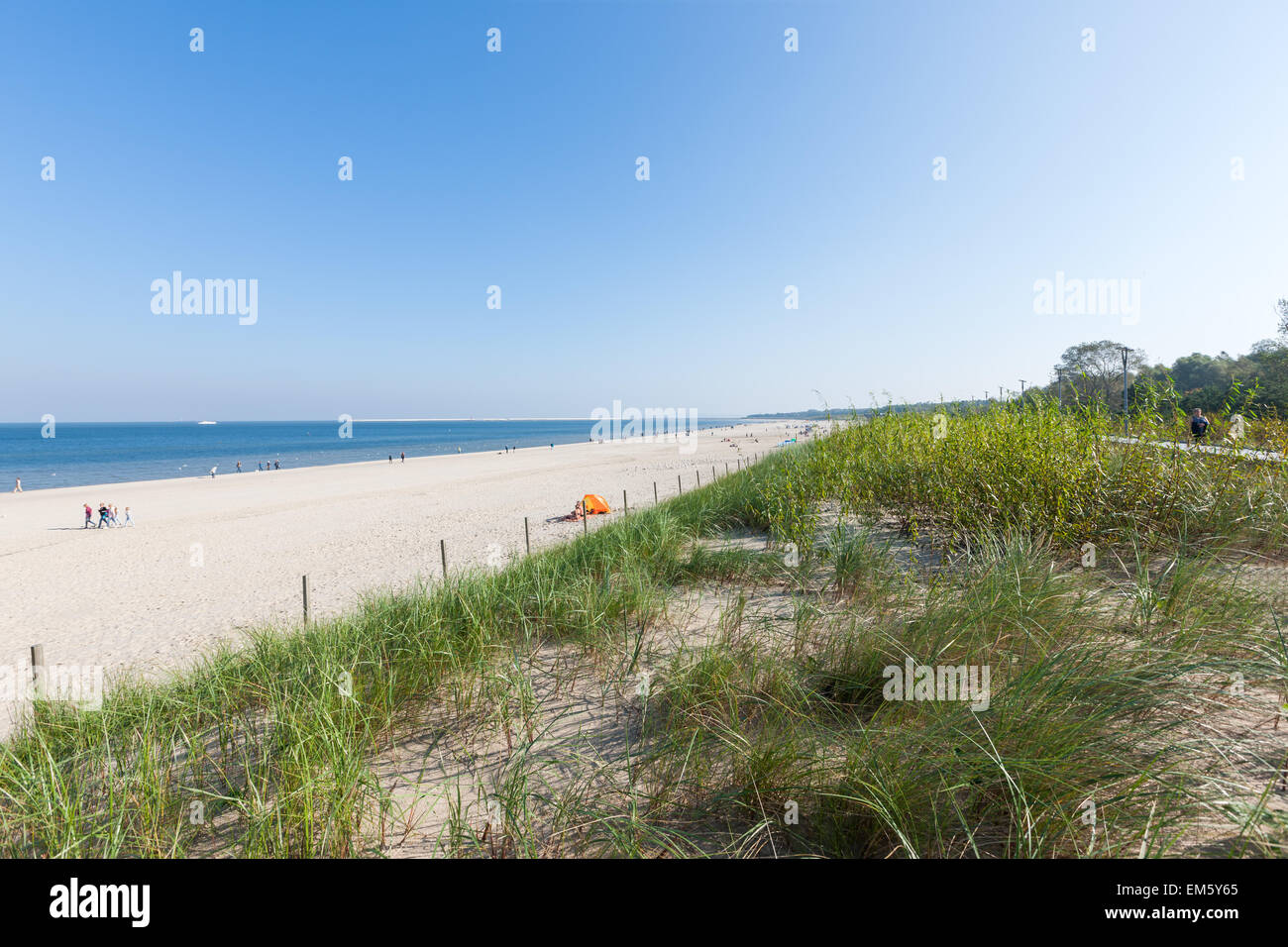 Beach and seaside promenade in Swinoujscie, Poland Stock Photo