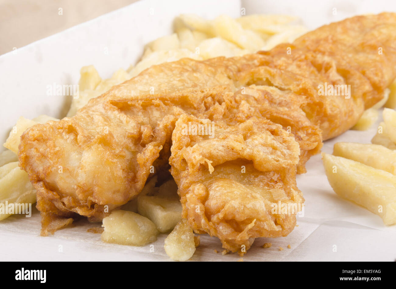 fish and chips in a box Stock Photo Alamy