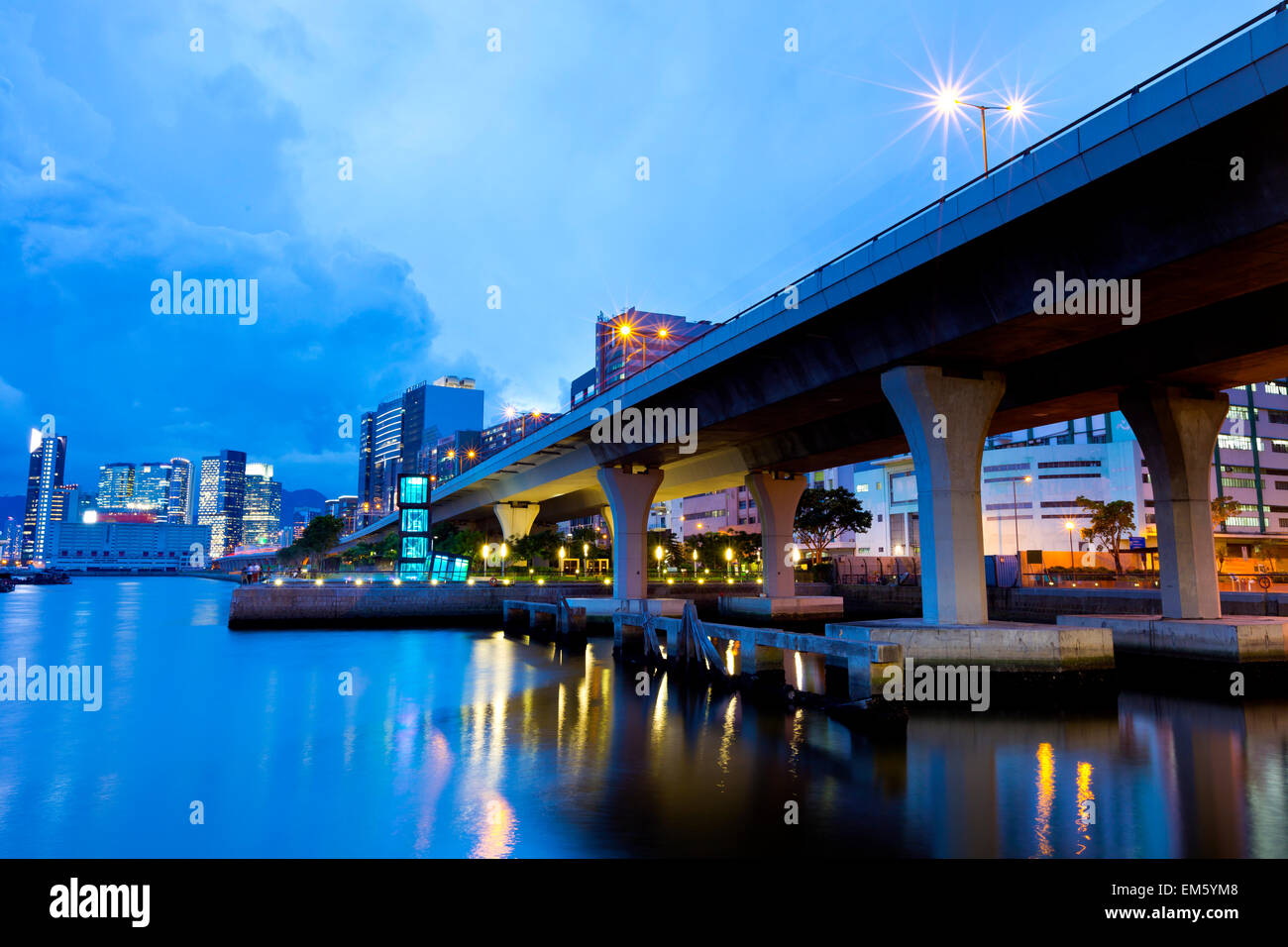 Bridge at sunset in Hong Kong Stock Photo - Alamy