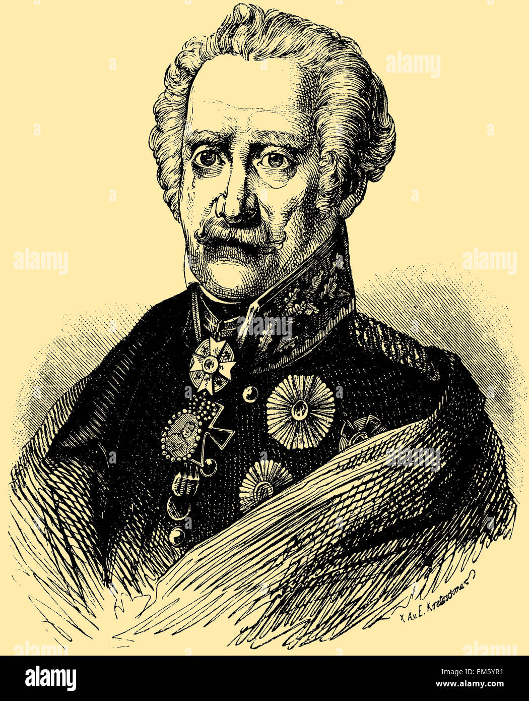 Gebhard Leberecht von Blücher (December 16, 1742 – September 12, 1819), Prussian field marshal Stock Photo