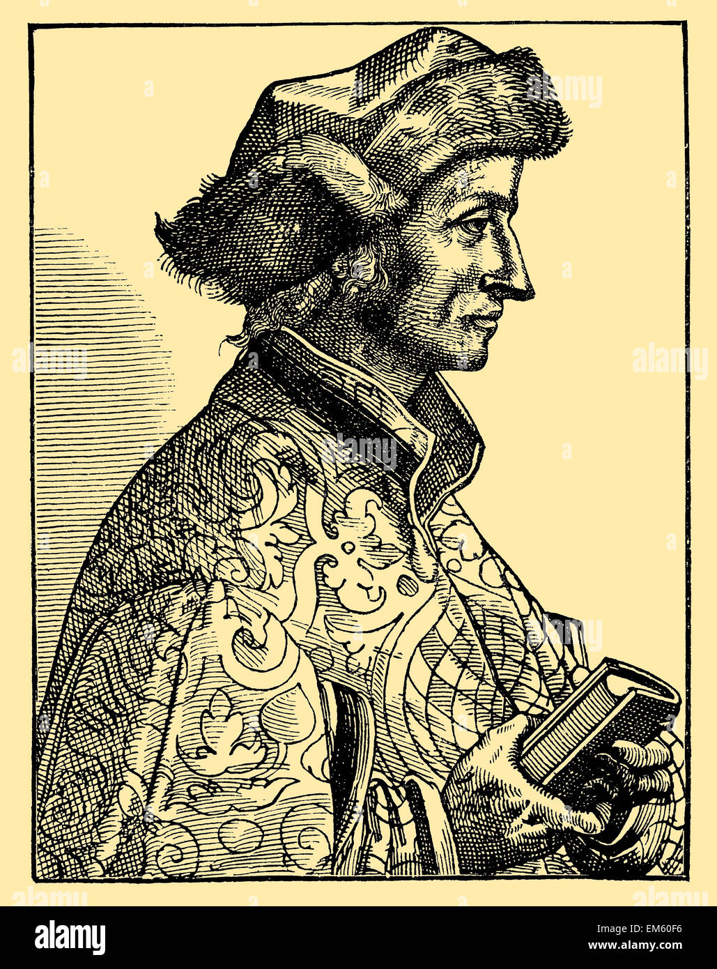 Sebastian Brant (also Brandt) (1457 – 10 May 1521), Alsatian humanist and satirist, author of 'Das Narrenschiff' Stock Photo