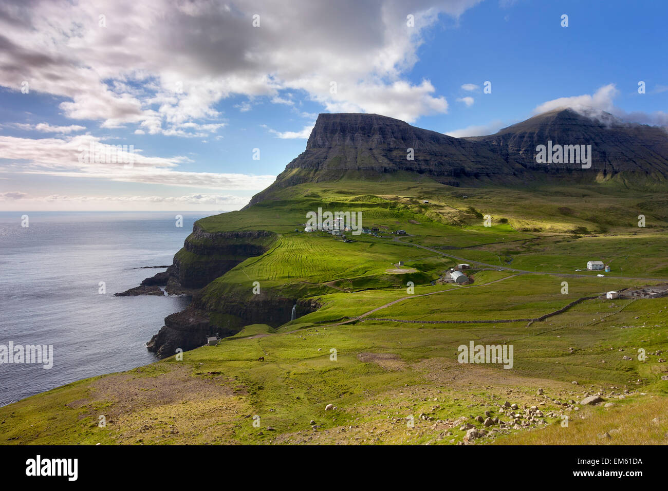 Gasadalur, Faroe islands : stunning natural landscape Stock Photo