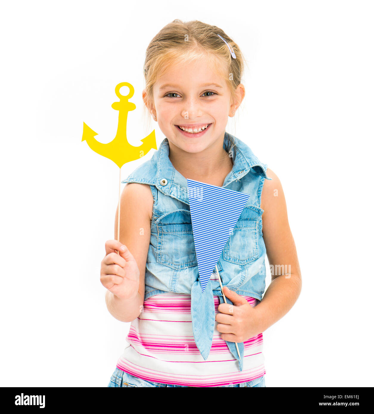 girl with anchor and flag Stock Photo Alamy