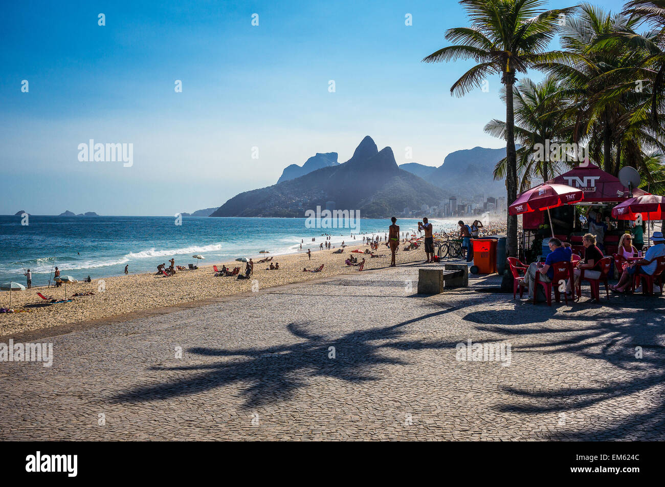 Brazil, Rio De Janeiro, people on the Ipanema beach Stock Photo