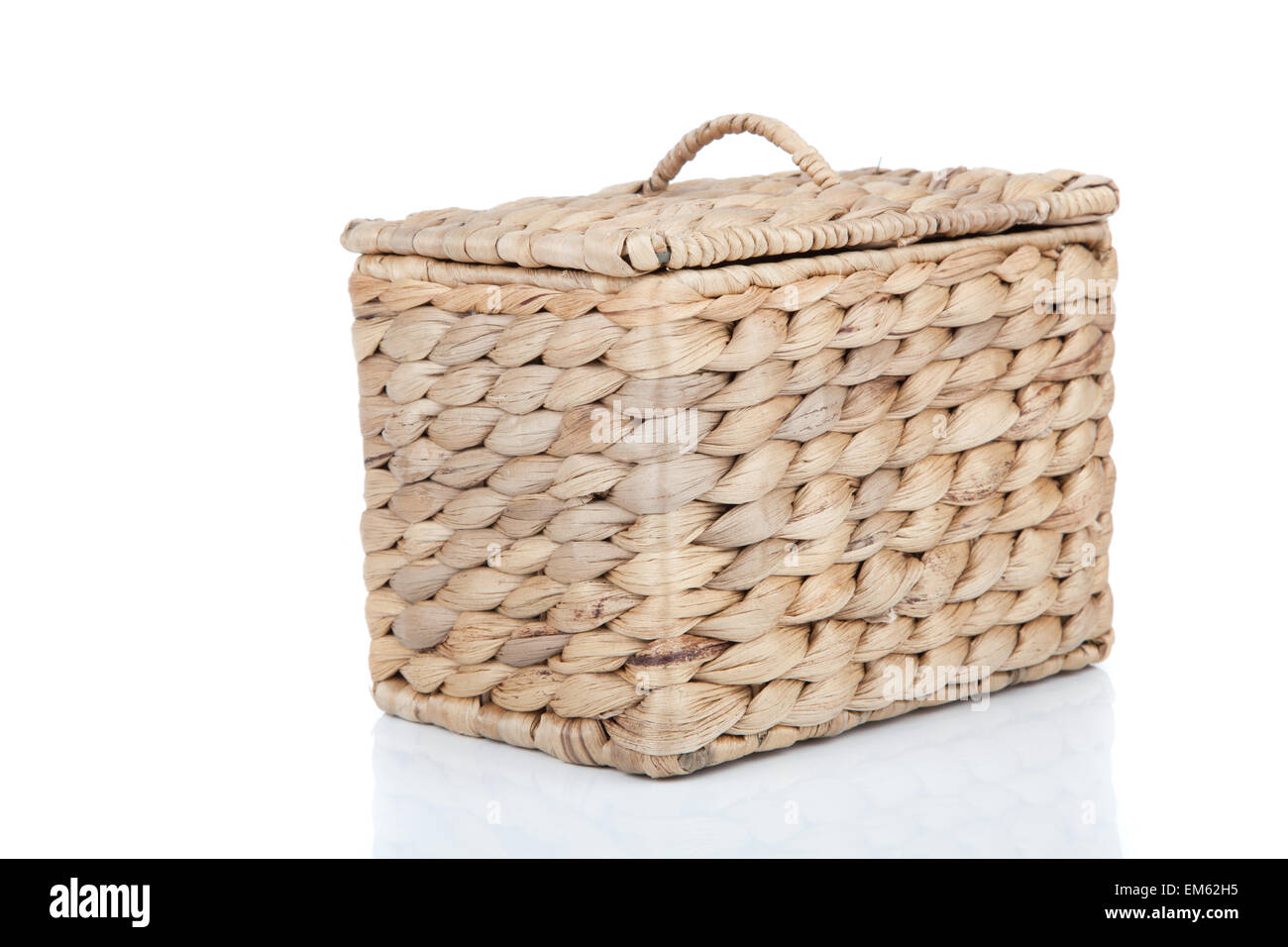 wicker basket, isolated on a white background Stock Photo - Alamy