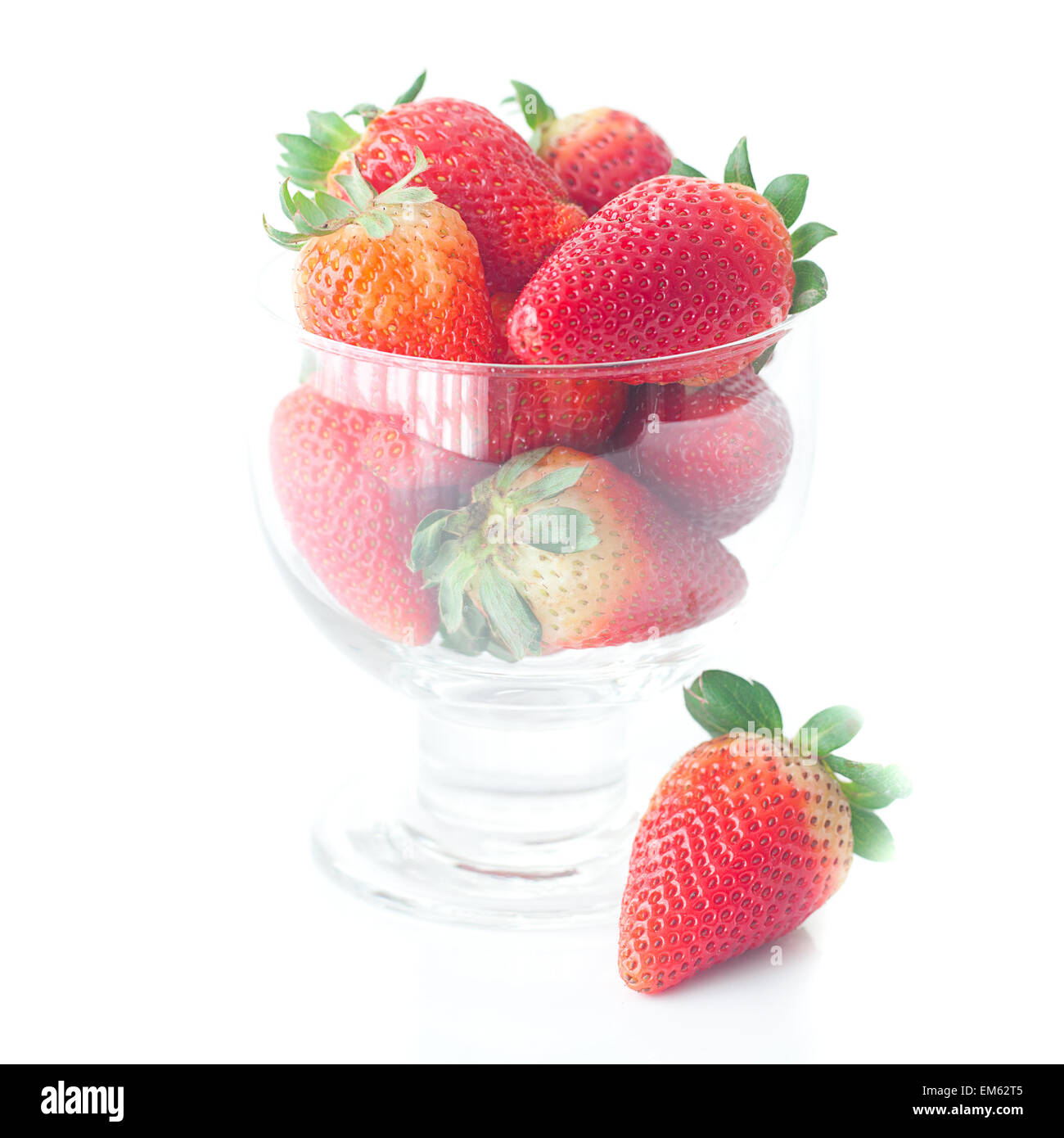 big red strawberries in a glass bowl Stock Photo - Alamy