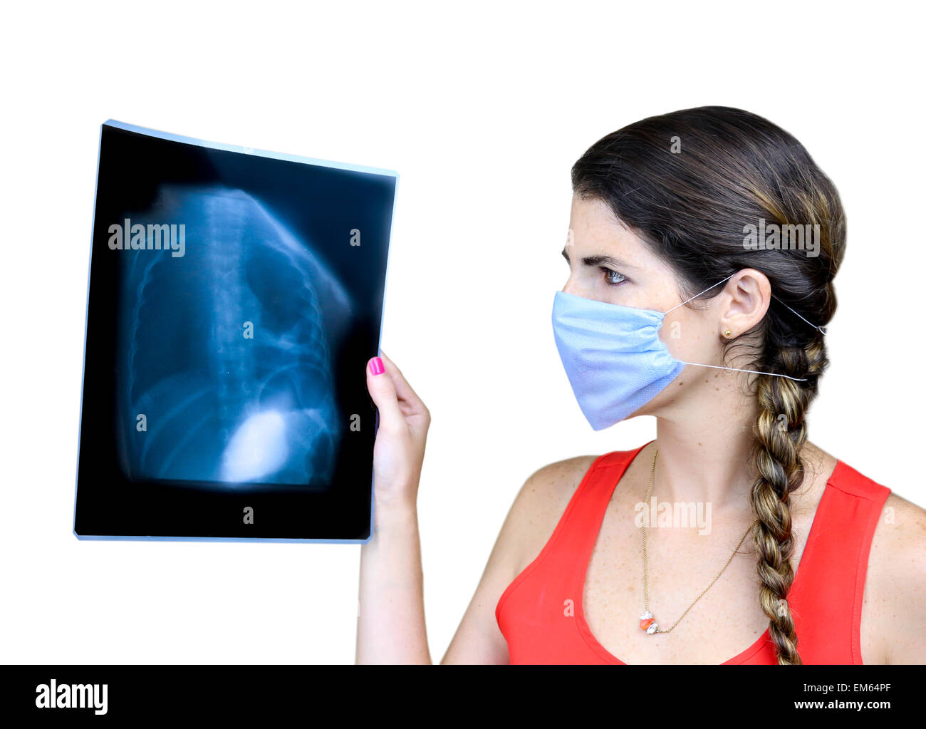 Student looking at an x ray image Stock Photo