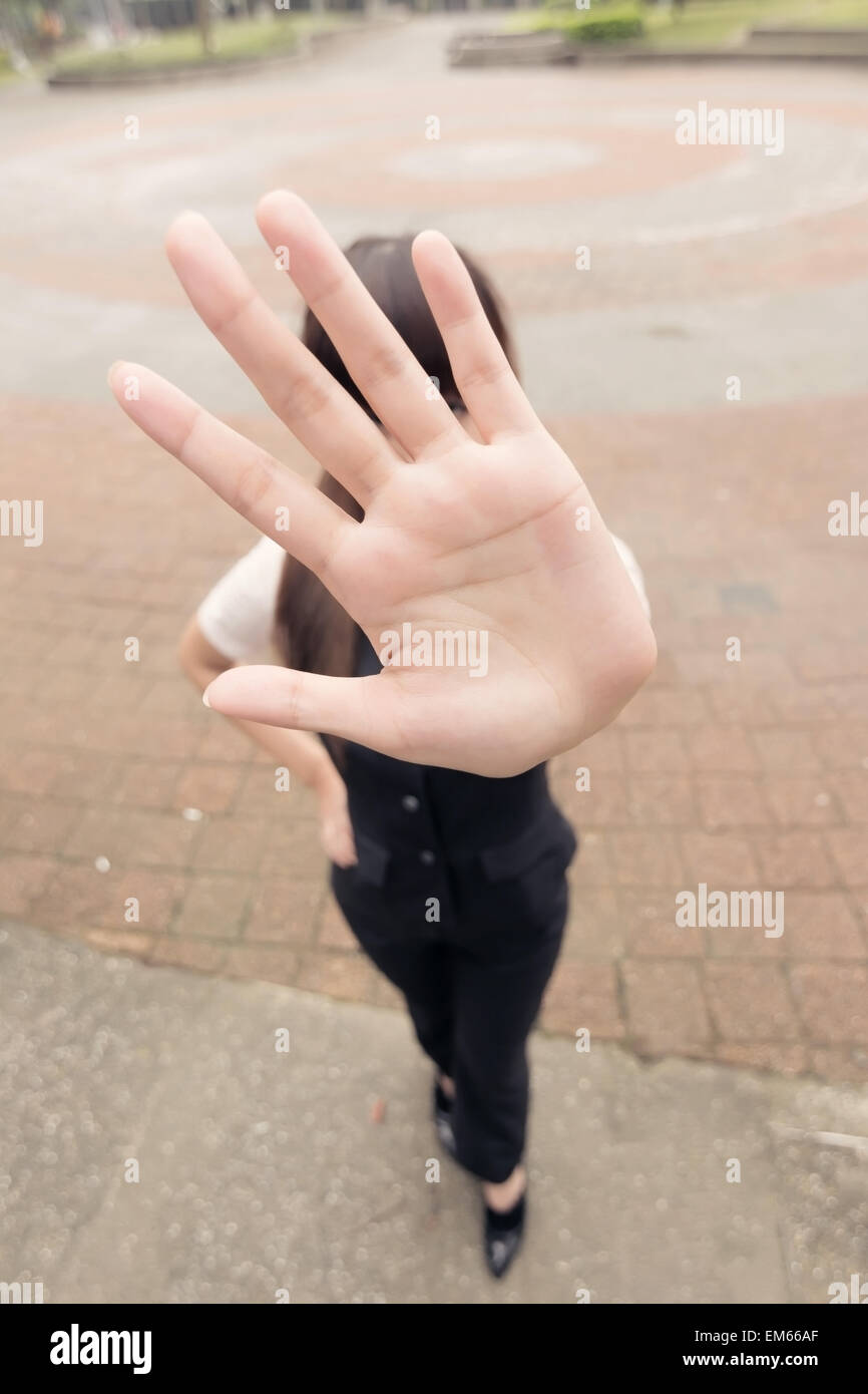 Woman stop gesture business hi-res stock photography and images - Alamy