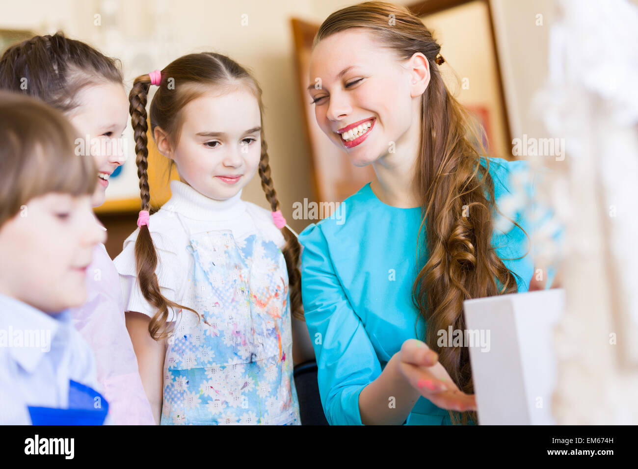 Children drawing and painting Stock Photo - Alamy