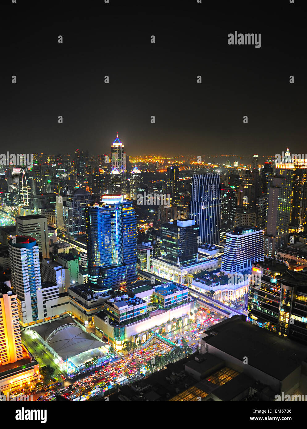Aerial view of Bangkok downtown at night. Thailand Stock Photo - Alamy