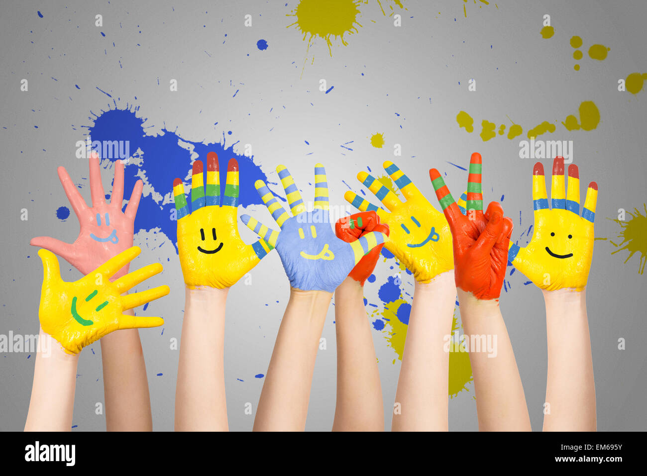 Hands child painted different colors hi-res stock photography and ...